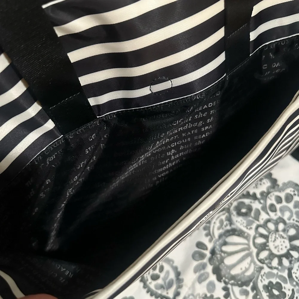 Kate Spade Black & White Striped laptop bag
